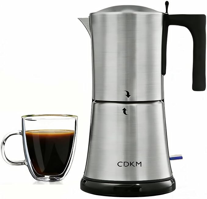 Automatic mocha coffee pot,moka pot stainless steel,One-touch Electric Coffee Maker,3-6 Cups 340ml Italian espresso machine, Anti-scalding, Automatic power-off,Gift Idea,Safety