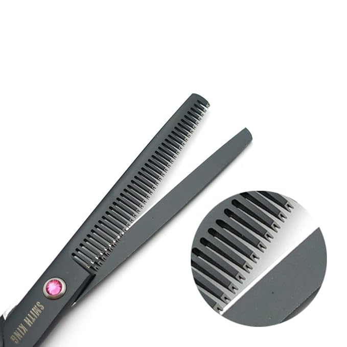 7.0 Inches Hair Cutting Scissors Set with Combs Lether Scissors Case,Hair cutting shears Hair Thinning shears For Personal and Professional (Black)