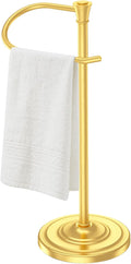 Brass Gold Bath Hand Towel Holder Stand,Stainless Steel 16 Inch Free Standing Towel Rack,Heavy Weight Towel Bar for Bathroom Vanity Countertop &Kitchen