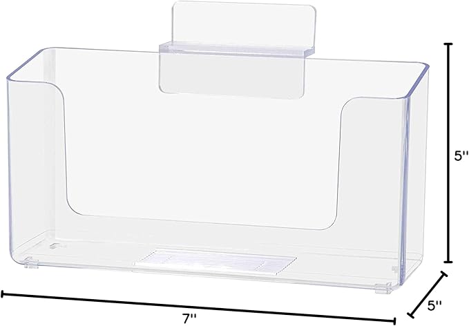 Marketing Holders 4 Pack Slatwall Mount Postcard Holder Pocket Literature 5" W Printed Material Menu Maps Pamphlet Display Booklet Post Card Horizontal Organizer Take One