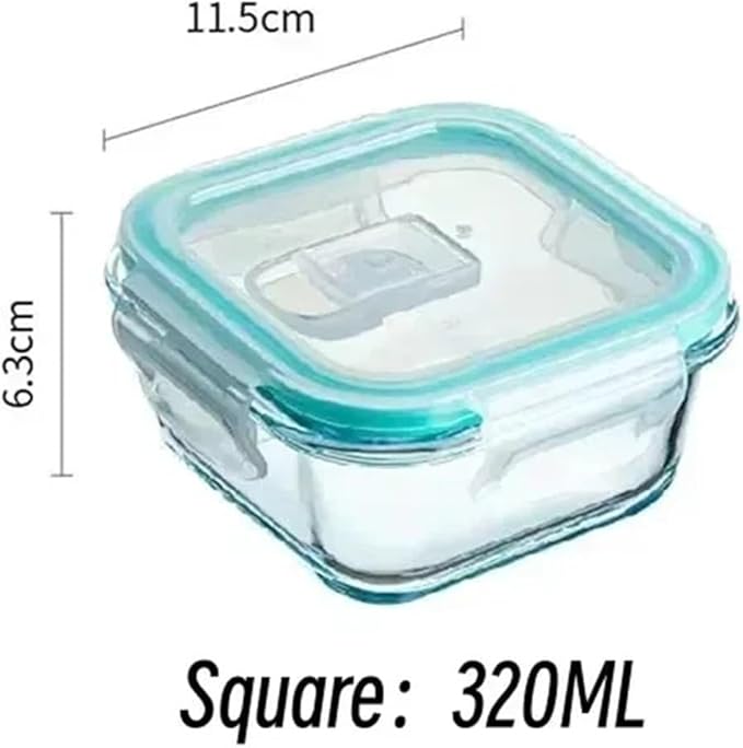 Glass Bento Lunch Box with Lid, Microwave and Dishwasher Safe Meal Prep Container for Office Food Storage(320ml)