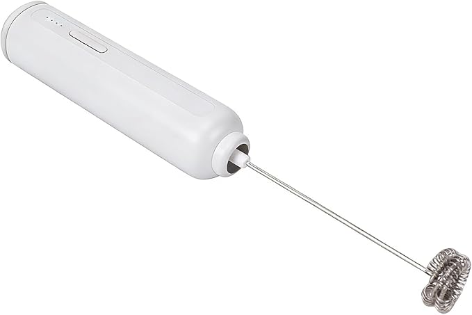 Zerone Milk Frother Handheld Rechargeable Electric Whisk, 10000 RPM, 3 Speeds for Lattes, Cappuccinos, and Hot Chocolate, Perfect for Home or Office Use (White)
