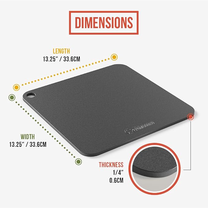 Chef Pomodoro Pizza Steel for Oven, 13x13 In, 1/4 Thick Baking Steel | Pre-seasoned Steel Baking Stone for Pizza, Bread & Pastries; Durable, Grill-safe, Easy-clean With Finger Hole Handle