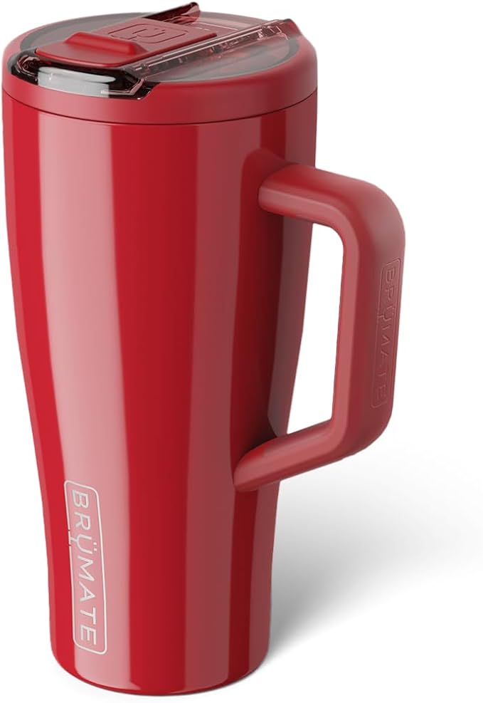 BrüMate Era Flip 30oz Tumbler with 100% Leakproof Covered Straw Lid | Hygienic Covered Straw | Insulated Stainless Steel Water Bottle with Handle | Cup Holder Friendly | BPA-Free (Maraschino)