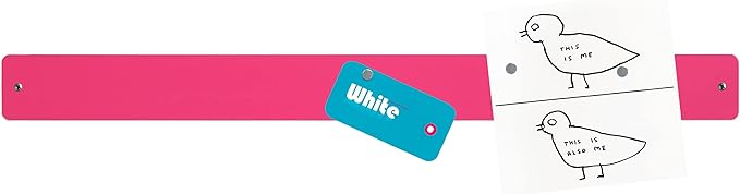 Three by Three Seattle Large Magnetic Strip Bulletin Board (3-Pack) – 28″ × 2.5″ Metal Magnetic Display Board with 12 Neodymium Magnets Each (Pink)