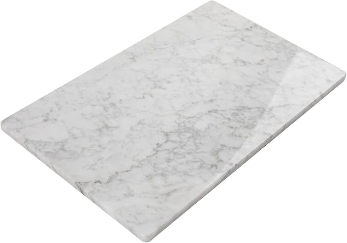 Lovdeco Marble Cutting Board, Pastry Board For Kitchen, Carrara White Marble Slab Gift With Non-Slip Feets, 12x20 Inch, 1 Piece