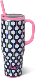 Swig Life 40oz Leak Proof Mega Mug, 40oz Leak Proof Tumbler with Handle and Straw, Extra Large Insulated Tumblers, Cup Holder Friendly Travel Mug, Reusable Leakproof Water Bottle (Tee It Up)