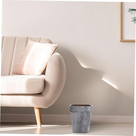 Cabilock Unique Wood Grain Pattern Trash Can Indoor Paper Wastebasket for Kitchen Bathroom Living Room Office Sturdy Sturdy No Lid Light Grey