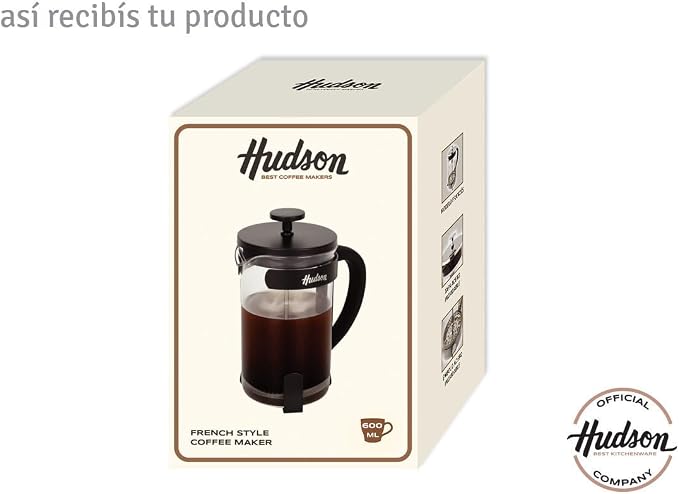 HUDSON French Press Coffee and Tea Maker, 6 cups, black