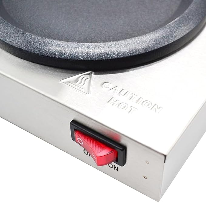 Commercial Coffee Decanter Warm Plate (Single Plate), Stainless Steel Structure with Non-Stick Aluminum Plate Shaped for Standard Decanter, Ideal for Cafe, Break Room, Buffet, Event and Commercial Use