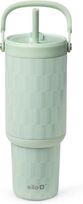 Ello Oasis Go+ 32oz Tumbler with Top Handle and Retracting Straw | Reusable Insulated Stainless Steel Cup, 100% Leakproof Water Bottle, 24 Hours Cold, Cup Holder Friendly For Travel | Jadeglow