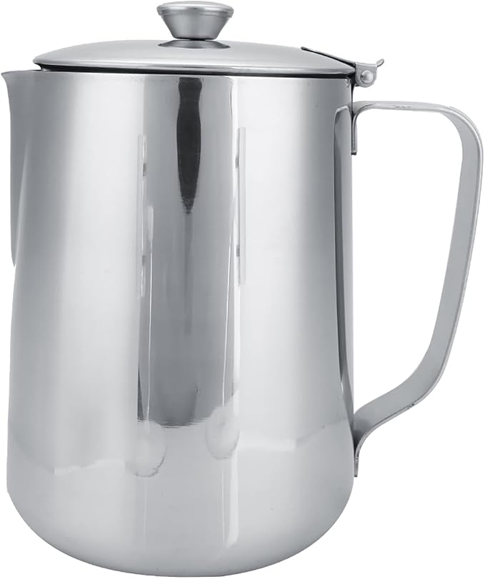 Frothing Pitcher, Steam Pitchers Milk Jug, Stainless Steel Coffee Cup Mug Milk Steaming Cup with Lid for Latte Coffee Art(2000ml)