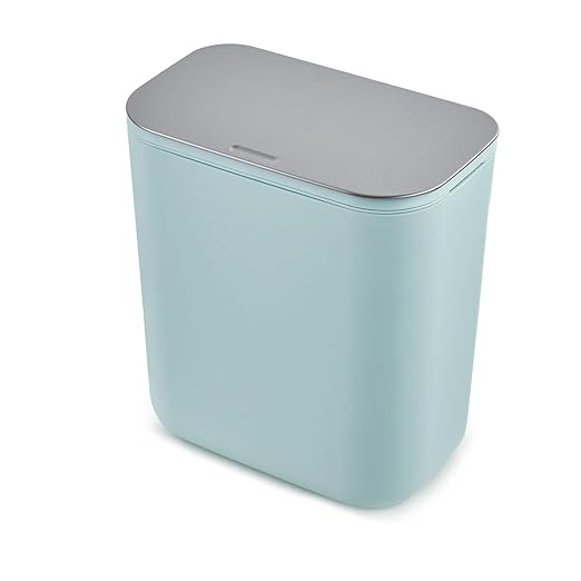 Hanging Kitchen Trash Can with Lid - 2.4 Gallon Small Compost Bin for Cabinet Door, Under Sink - Odor-Sealing Stainless Steel Top Food Waste Bin for RV, Bathroom, Office - Indoor Recycling Bin