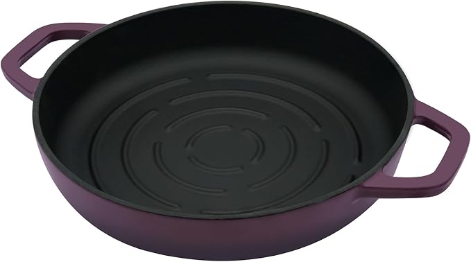Flavehc Bread Oven Cast Iron Bread Dutch Oven with Cloche Lid for Bread Baking Magenta Enameled Cast Iron Bread Oven with Dome Lid for Sourdough, 9.8 Inches