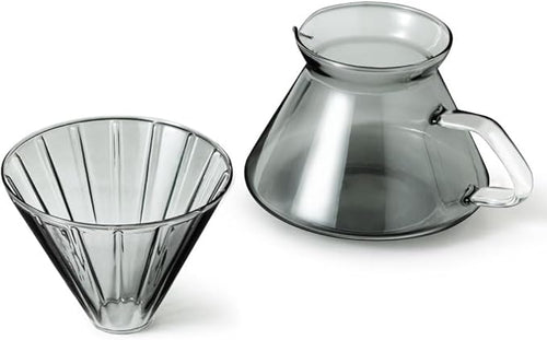 &NE NNS-372 Glass Dripper & Server, Gray, Width 6.7 x Depth 5.3 x Height 5.7 inches (17 x 13.5 x 14.5 cm), Actual Capacity 8.5 fl oz (250 ml), Coffee Set, Heat Resistant Glass, Paper Filter, Microwave