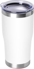 DOMICARE 20oz Tumbler with Lid Stainless Steel Tumblers Bulk, Double Wall Vacuum Insulated Coffee Travel Mug Powder Coated Tumbler, 1 Count (Pack of 1) White