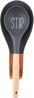 Mud Pie Silicone Wood Set, rest 8 3/4" x 4" | spoon 10", BLUE