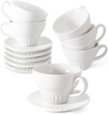 2 oz Espresso Cups Set of 6, Ceramic Cappuccino Cups with Saucers, Stackable Coffee Cup for Macchiato, Double shot, Tea, Coffee Lover Gifts, White
