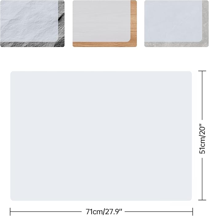 27.9x20 Inch Translucent Heat Resistant Silicone Baking Mat - Non Stick Kitchen Counter Protector, 1.3mm Thick Waterproof Easy Clean Mat for Countertops, Drawers & Crafting, Ships Rolled