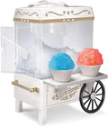 Nostalgia Snow Cone Shaved Ice Machine - Retro Table-Top Slushie Machine Makes 20 Icy Treats - Includes 2 Reusable Plastic Cups & Ice Scoop - White