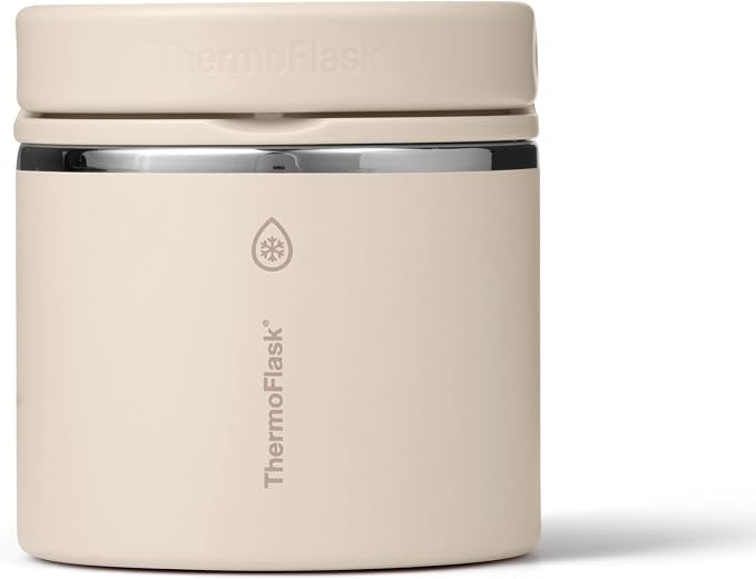 ThermoFlask Insulated Food Jar with Leakproof Lid (20 oz, Sand) - Stainless Steel Food Containers for Hot & Cold Meals, Lunch, Soup & Snacks