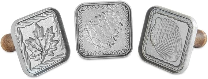 Nordic Ware Springerle Cookie Stamps (Set of 3), Sturdy Cast Aluminium Cookie Stamp Set, Cookie Press Set Made in the USA, Sturdy and Durable Biscuit Maker Press Set