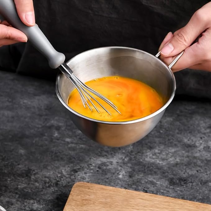 Zerodeko Stainless Steel Colander with Handle and Basin 4.60X2.48X2.20In Multipurpose Food Strainer for Washing Fruits Vegetables and Rice with Fast Drainage and Smooth Edges