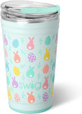 Swig Life 24oz Party Cup, Stackable Insulated Travel Coffee Tumbler with EZ Slider Lid, Cup Holder Friendly, Stainless Steel 24 oz Tumbler, Reusable Coffee Mug (Egg Hunt)