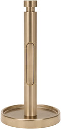 Ivilon Countertop Paper Towel Holder - Weighted Heavy Duty Steel Stand with Non-Slip Base for a Steady One-Handed One Sheet Tear - Fits All Rolls - Warm Gold