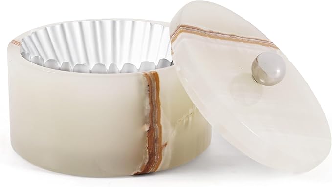 Marble Coffee Filter Holder – 6 inch Handmade White Onyx Coffee Filter Holder with Lid, Storage Organizer for Kitchen Countertop & Bar Decor