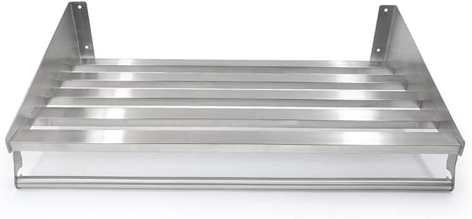 304 Stainless Steel Standard Wall Shelf, Cookware Storage Organizer, Kitchen Wall Pot Pan Rack,With 6 Hooks, Capacity 60 lb (39.3" x 11.5"-hang)