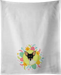 Caroline's Treasures WDK3247WTKT Toy Fox Terrier Easter White Kitchen Towel Set of 2 Dish Towels, White Decorative Bathroom Hand Towel for Hand, Face, Hair, Yoga, Tea, Dishcloth, 19 X 25, White