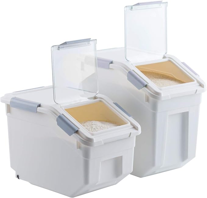 CITY BABY 2 Pack Airtight Flour Storage Container With Scoop,Dry Food, Sugar, Baking Supplies,Rice Container Set -BPA Free- Pet Food Storage Container,Dog Cat Birds Food Bin(20 lb)