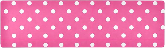 2 in 1 Table Runner Trivet for Hot Pots and Pans Heat Resistant Non Slip Waterproof 39 x 12 Inch Decorative Table Protector for Kitchen Countertop Bright Pink Polka Dots