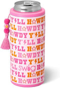 Swig Life Skinny Can Cooler, 12oz Insulated Slim Can Holder, Stainless Steel Cooler, Covers for Tall Beer Bottles, Beach Accessories for Women (Howdy Yall)
