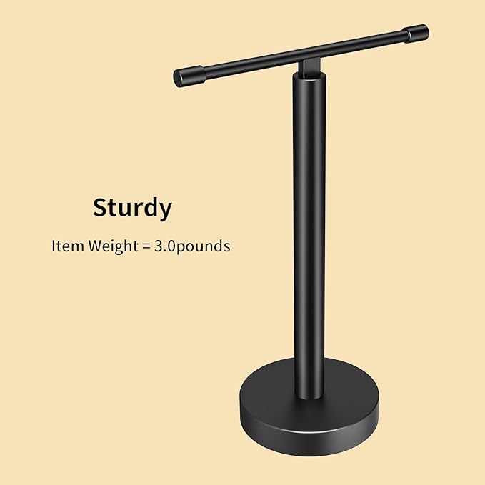 YUMORE Hand Towel Holder Stand Countertop Free Standing,Matte Black Hand Towel Rack for Bathroom Kitchen