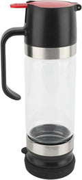 Honey Dispenser No Drip, 350ml Glass Syrup Dispenser for Coffee or Tea, Honey Jar with Handle, Removable Top and Bottom Cover, No Drip Pouring Honey Container Jar (Black)
