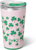 Swig Life 24oz Party Cup, Stackable Insulated Travel Coffee Tumbler with EZ Slider Lid, Cup Holder Friendly Travel, Stainless Steel 24 oz Tumbler, Reusable Mug (Clover Crush)