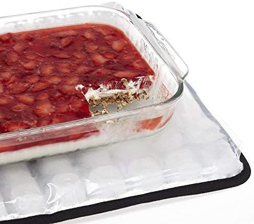 FlexiFreeze Party Mat Food Cooling Serving Platter – Buffet Display Chiller for Meat, Cheese, Fruit & Party Food Trays – Catering Supplies Cold Serving Mat Black (19" x 15")