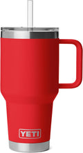 YETI Rambler 35 oz Straw Mug 2.0 - Double-Wall Vacuum Insulation for Cold Beverages – Dishwasher Safe – Cupholder Compatible – Reusable Straw – Comfortable Grip Handle – Travel Mug - Rescue Red