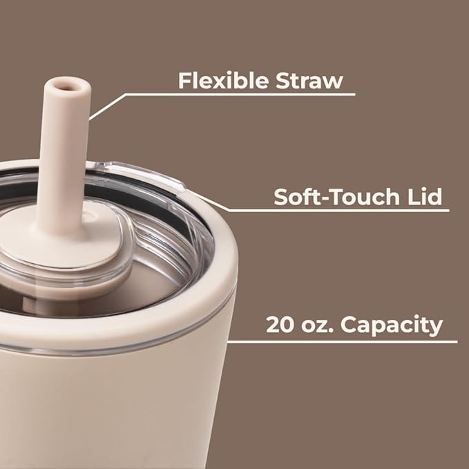 HydroJug Everyday Tumbler 20 oz, Ceramic-Lined Straw Cup, Dune