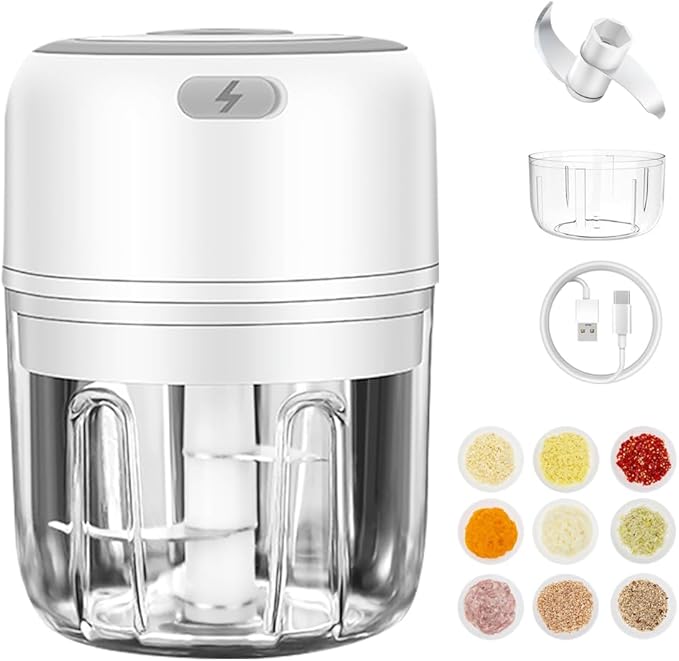 HQZG Small Household Wireless Electric Garlic Crusher 100ML/250ML capacity Mash Portable Detachable blade Automatic Garlic Puller Kitchen God