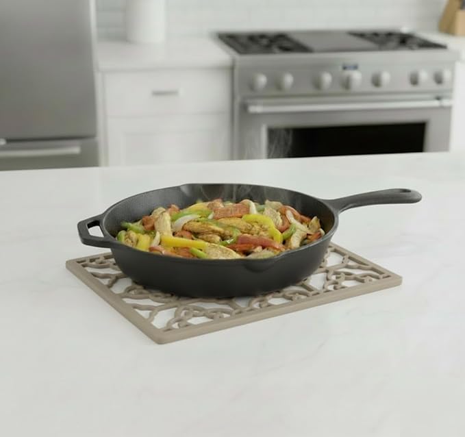 GASARÉ, Extra Large, Thick, Silicone Trivet for Hot Dishes, Pots, and Pans, Heat Resistant Mat for Countertop, Hot Pad for Kitchen, Easy to Clean, 16 x 12 x 3/8 Inches, Taupe