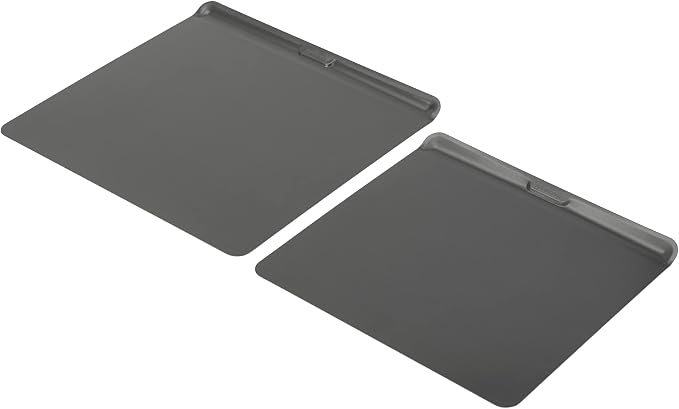 GoodCook AirPerfect Nonstick Steel Insulated Cookie Sheets, Assorted Size No-Burn Baking Sheets with Large Handles, Set of 2, Gray