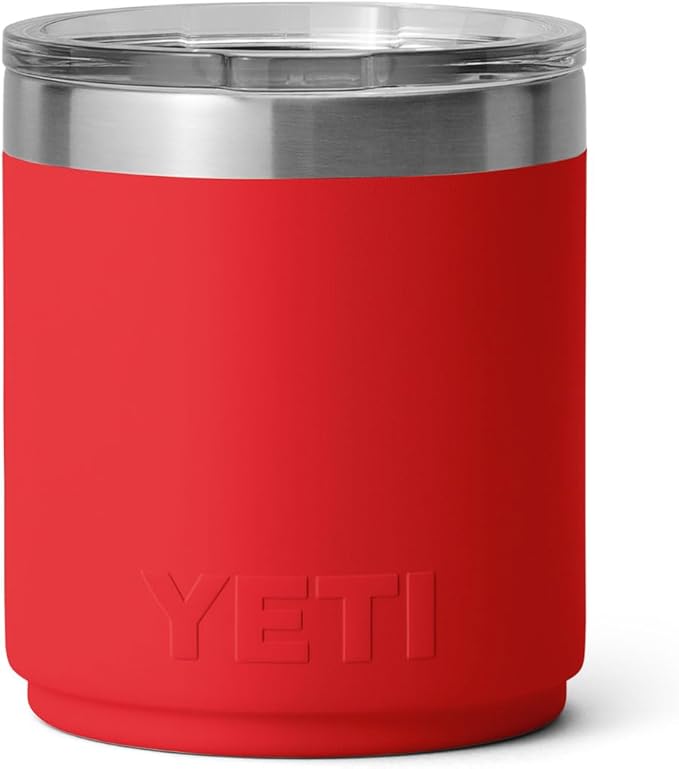 YETI Rambler 10 oz Ceramic Lined Lowball 2.0, Vacuum Insulated with MagSlider Lid, Rescue Red