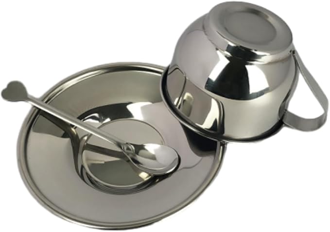 8 Packs Stainless Steel Coffee Cups 5.75 Oz Coffee Mugs with Spoon and Saucer Espresso Cups Cups Mugs for Coffee, Latte,Tea, Milk