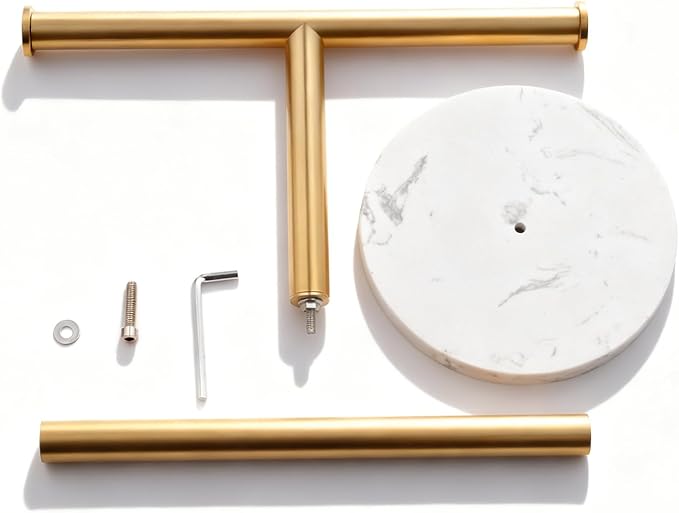 Hand Towel Holder, NEWRAIN Countertop Hand Towel Holder Stand, Stainless Steel Free Standing Hand Towel Rack with Heavy Marble Base, for Bathroom Kitchen & Counter top, Brushed Gold
