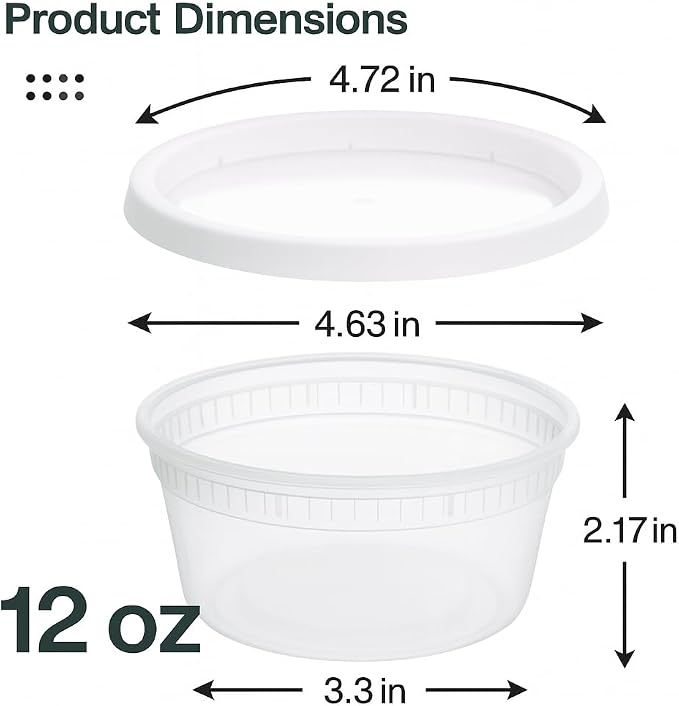 [12oz-50 Sets Plastic Deli Containers with Lids - BPA Free Clear Soup Containers with Airtight Lids, Leak Resistant Food Storage for Meal Prep, Stackable/Microwave/Dishwasher/Freezer Safe