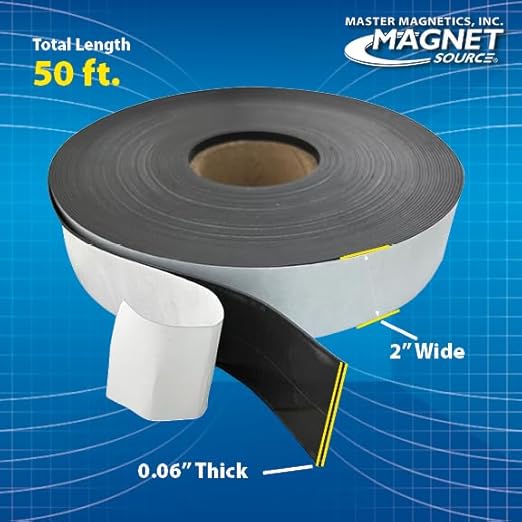 Master Magnetics - ZG80A-Ax50BX Flexible Magnet Strip with Adhesive Back , 1/16" Thick, 2" Wide, 50 feet (1 Roll)