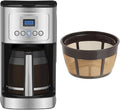Cuisinart Coffee Maker, 14-Cup Glass Carafe, Fully Automatic for Brew Strength Control & 1-4 Cup Setting, Stainless Steel, DCC-3200P1 & GTF-B Gold Tone Coffee Filter, Basket, Burr Mill